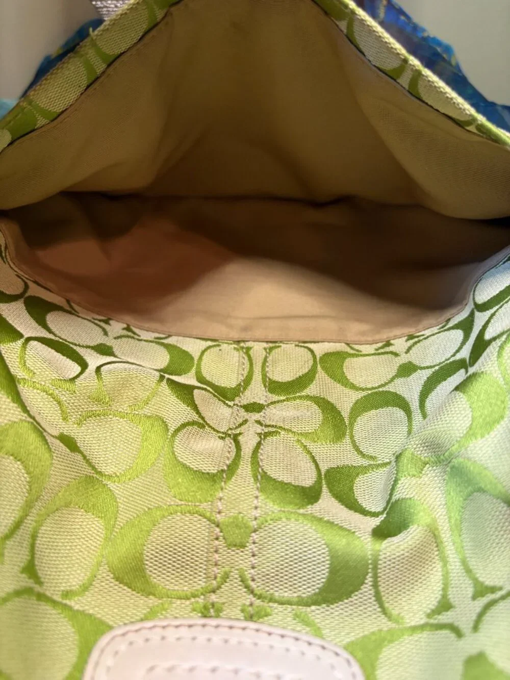 Vintage Coach Soho Signature Flap Bag in Lime Green (HTF, rare)